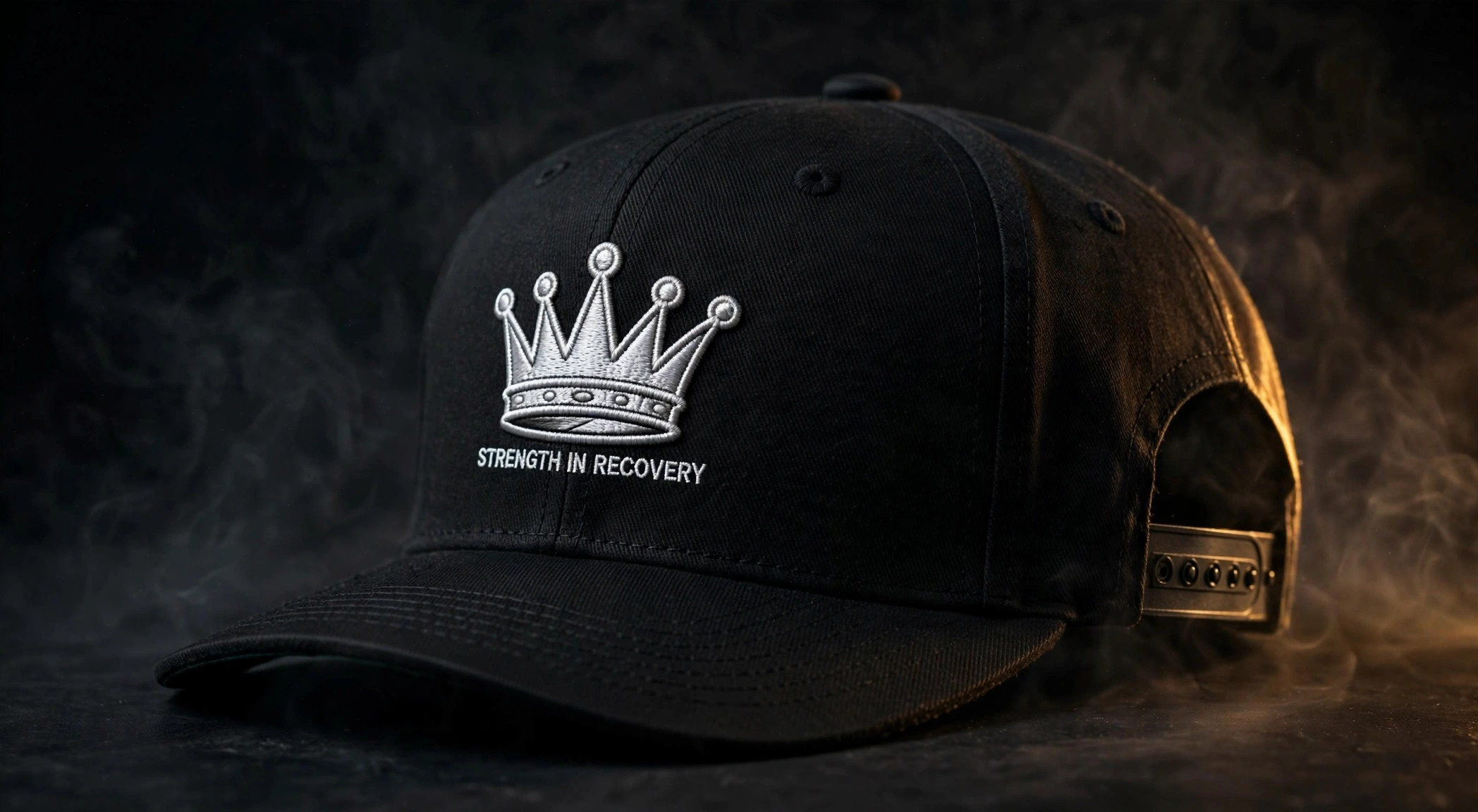 Strength in Recovery black snapback with embroidered crown